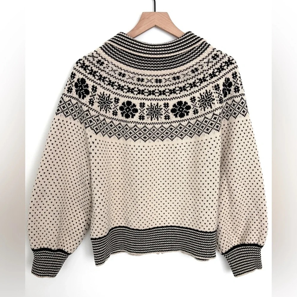 THE GREAT. The Ranch Cardigan Snow Day Fair Isle Size M - Picture 8 of 8